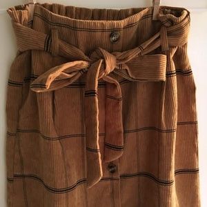 Paper Bag Waist Plaid Skirt
